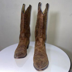 JUSTIN Cowboy Boots Dark Brown Leather Size7.5